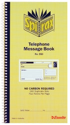 TELEPHONE MESSAGE BOOK SPIRAX 550 C/LESS