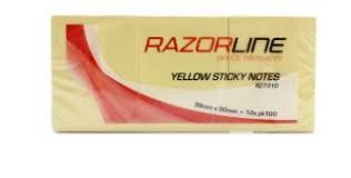 Stick On Notes Razorline 38x50 Yellow Pk12