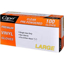 PREMIUM VINYL CLEAR LARGE GLOVES PRE-POWERED 100S