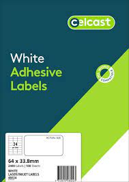 Label A4 Celcast 48024 24up 64 x 33.8mm Pack 100