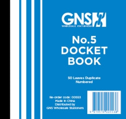 DOCKET BOOK GNS 553 5X4 NO.5 DUPLICATE 50LF