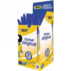 PEN BIC BP CRISTAL ORIGINAL MEDIUM BLUE BX50