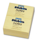 NOTES STICK ON 76X125MM YELLOW