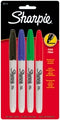 Marker Permanent Sharpie Fine Tip Asst Pk4