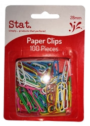 PAPER CLIPS STAT 28MM SML MULTI COLOUR PK100-EACH