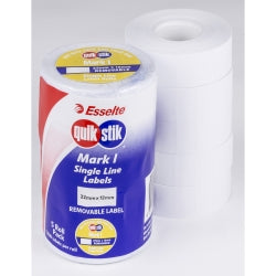 PRICE GUN LABEL QUIK STIK MARK 1 12X22 PLAIN REM 1500LPR PK5