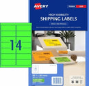 LABEL AVERY L7163FG SHIPPING HI VIS FLUORO GREEN 14UP 25 SHTS