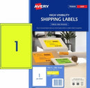 LABEL AVERY L7167FY SHIPPING HI VIS FLUORO YELLOW 1UP 25 SHTS