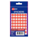 LABEL AVERY F/P 12MM FLUORO RED DOT 932281