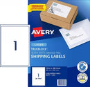 LABEL AVERY L7167 199.6X289.1MM SHIPPING 1UP WHITE PK100