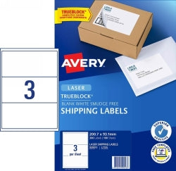 LABEL AVERY L7155 200.7X93.1MM SHIPPING 3UP WHITE PK100