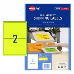 LABEL AVERY L7168FY SHIPPING HI VIS FLUORO YELLOW 2UP 10 SHTS