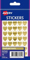 STICKERS HEARTS AVERY SMALL PERMANENT GOLD PK70 HS