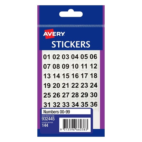 LABEL AVERY F/P 00-99 NUMBERS 932445