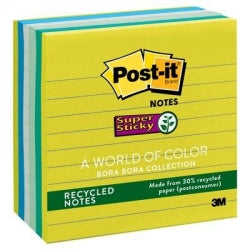 NOTES SUPER STICKY POST-IT 675-6SST 101X101MM LINED BORA BORA