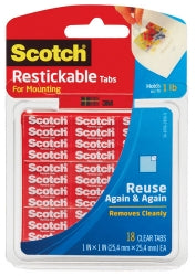TAPE MOUNTING SCOTCH 25.4X25MM R100 REUSABLE TABS CLEAR