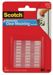 TAPE MOUNTING SQUARES SCOTCH 859-MED CLEAR REMOVABLE PK16