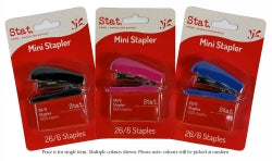 STAPLER STAT MINI 26/6 W/STAPLES ASST COLOURS-EACH