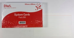 SYSTEM CARDS STAT 8X5 RULED WHITE PK100-EACH