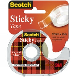 TAPE STICKY SCOTCH 502 12MMX25M ON DISPENSER