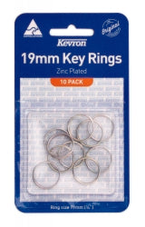 KEY RINGS KEVRON 19MM ZINC PLATED PK10