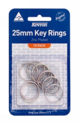 KEY RINGS KEVRON 25MM ZINC PLATED PK10