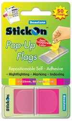 Stick On Flags B/tone Pop-up 45x25 Magenta 50 Sht Pad