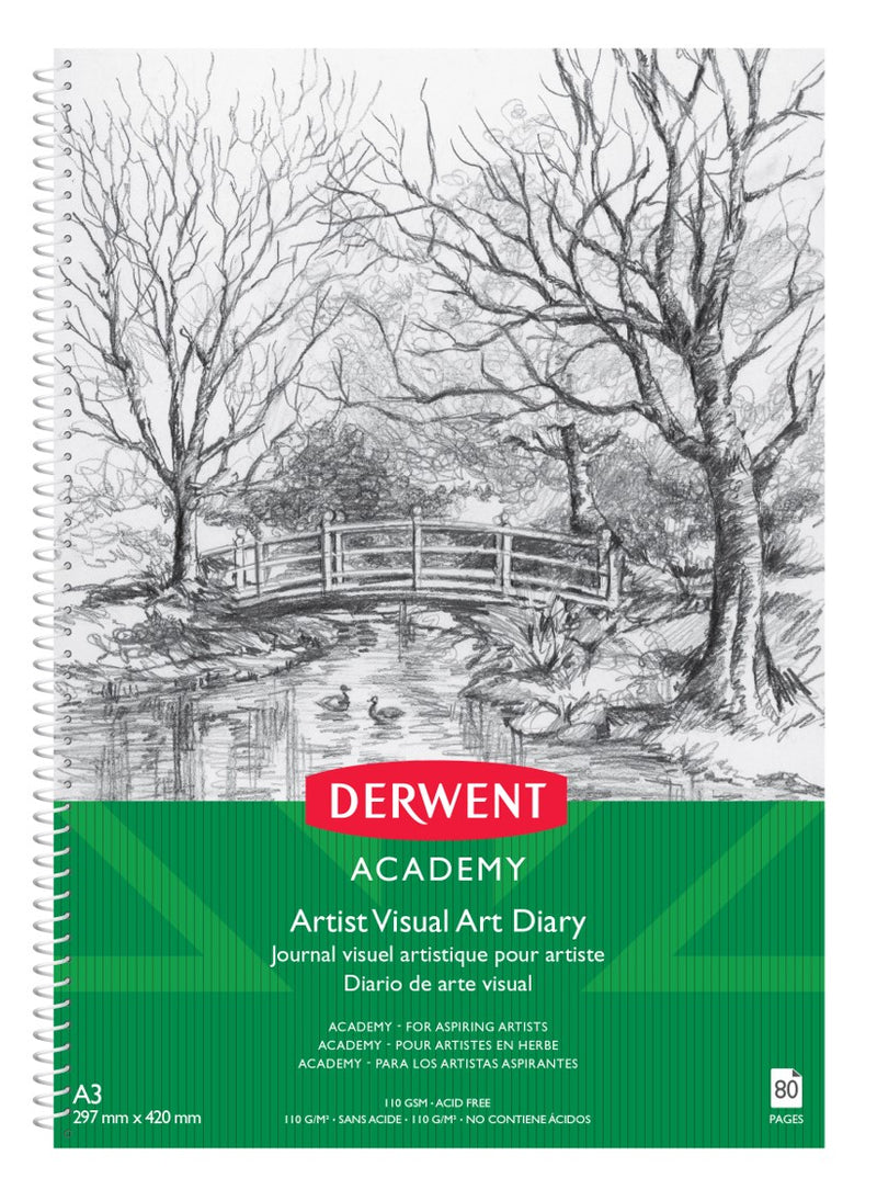 Visual Art Diary Derwent Academy A3 Portrait 80pg