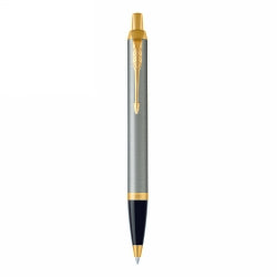 PEN PARKER IM BP BRUSHED METAL WITH G/TRIM IN GIFT BOX