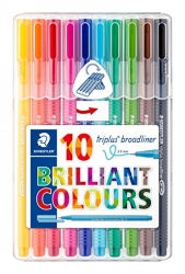 PEN STAEDTLER 0.8MM TRIPLUS BROADLINER BRILLIANT COLOURS PK10