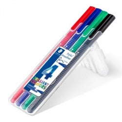 PEN STAEDTLER 0.8MM TRIPLUS BROADLINER BRILLIANT COLOURS PK4