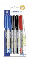 PEN STAEDTLER BP STICK 430 MED ASST PK5