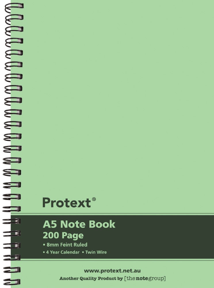NOTEBOOK PROTEXT A5 PP TWIN WIRE 200PG LIME EACH