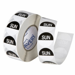 LABEL AVERY 24MM SUNDAY REMOVABLE BLACK/WHITE 1000/ROLL