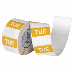 LABEL AVERY 40X40MM TUESDAY REMOVABLE YELLOW/WHITE 500/ROLL