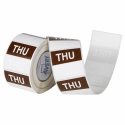LABEL AVERY 40X40MM THURSDAY REMOVABLE BROWN/WHITE 500/ROLL