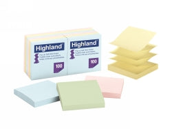 NOTES STICKY HIGHLAND 76X76MM POP-UP 6549-PUA PASTEL PK12