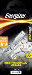 Cable Energizer 1.2m Micro Usb Alu-steel Box Silver