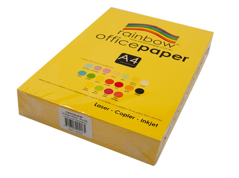 COPY PAPER RAINBOW A4 80GSM OFFICE BRIGHT YELLOW PK500
