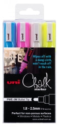 MARKER CHALK UNI 1.8MM-2.5MM PWE5M BULLET TIP ASST PK4