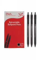 PEN STAT 1.0MM BALLPOINT RETRACTABLE MEDIUM BLACK-BX12