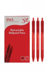PEN STAT 1.0MM BALLPOINT RETRACTABLE MEDIUM RED-BX12