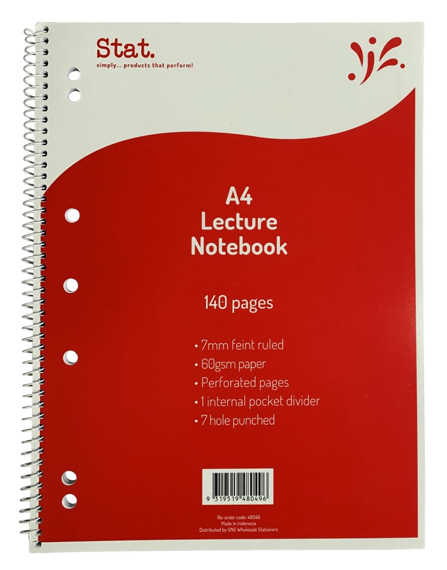 7mm Ruling Notebook NOTEBOOK STAT A4 LECTURE 60GSM 7MM RULING BOARD COVER RED 140PG-PK10 ...