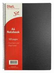 NOTEBOOK STAT A4 60GSM 7MM RULING PP COVER BLACK 120PG-PK10
