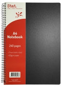 NOTEBOOK STAT A4 60GSM 7MM RULING PP COVER BLACK 240PG-PK5