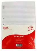 NOTEPAD STAT A4 7 HOLE PUNCHED 55GSM 8MM RULING WHITE 50SHT-EACH