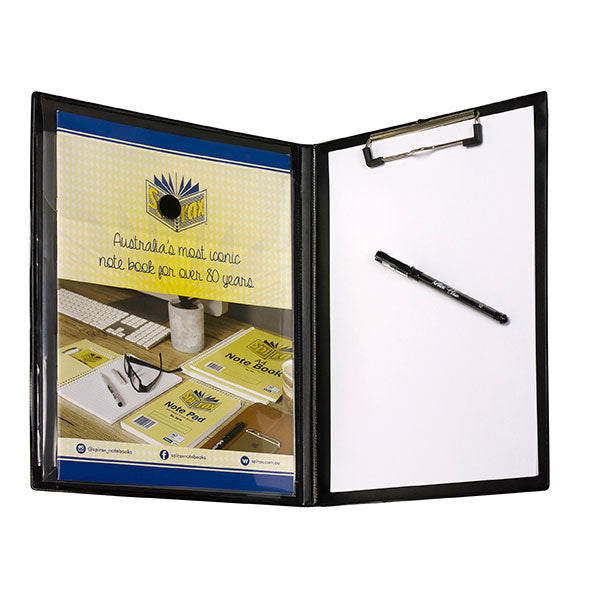CLIP FOLDER MARBIG INSERT WITH EXPANDING POCKET BLACK