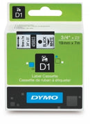 LABEL TAPE DYMO D1 19MMX7M BLACK ON WHITE