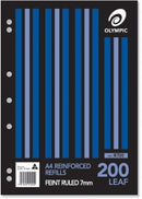 LOOSE LEAF REINFORCED REFILLS OLYMPIC A4 RULED 7MM PK200