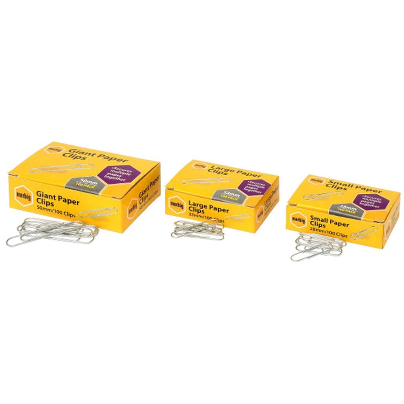 PAPER CLIPS MARBIG 50MM GIANT ROUND PK100